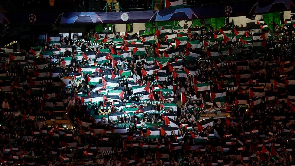 Celtic taraftarları, Şampiyonlar Ligi maçında Filistin bayrakları açtı