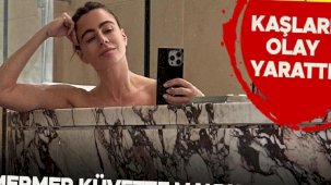 Boşandıktan sonra yeni hayat: Mermer küvette makyajsız poz...Kaşları olay yarattı