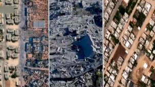 İsrail'in Gazze'de yıktığı mahalle uydudan görüntülendi