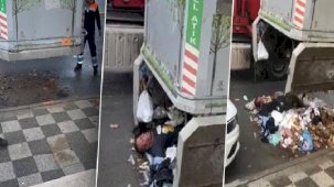 Kadıköy'de çöp konteynerine giren kişi 2 gün sonra vinçle çıkarıldı