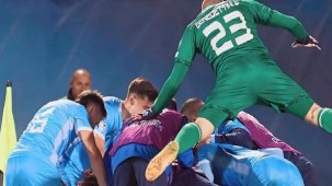 Kazakistan'a gol atan San Marinoluların sevinci