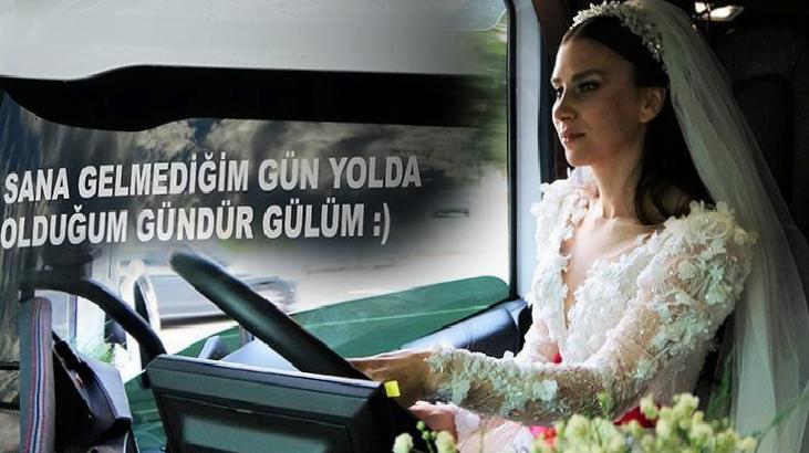 TIR'ın direksiyonunda gelini gören şaşkına döndü: Bu benim en büyük hayalimdi