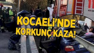 Kocaeli'nde korkunç kaza! Otomobil bariyerlere saplandı: 2 ölü, 1 yaralı