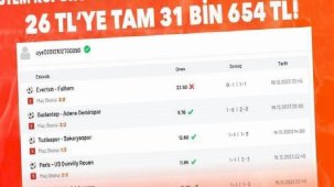 Sistem kuponu yaptı, son dakika golüyle kazandı… 26 TL’ye tam 31 bin 654 TL!