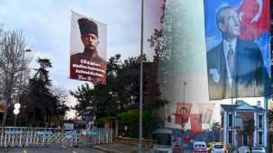 Suudi Arabistan Başkonsolosluğu'nun bulunduğu sokak Atatürk posterleri ile donatıldı