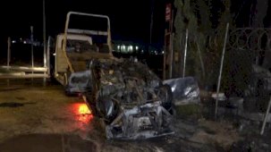 Takla atıp alev topuna dönen araçtan çıkıp olay yerinden kaçtı