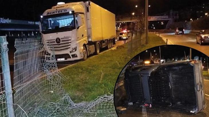 Bursa'da TIR'la çarpışan kamyonet 70 metre sürüklendi