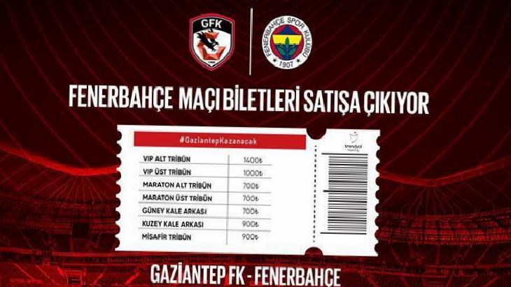 Gaziantep FK-Fenerbahçe maçı biletleri satışta