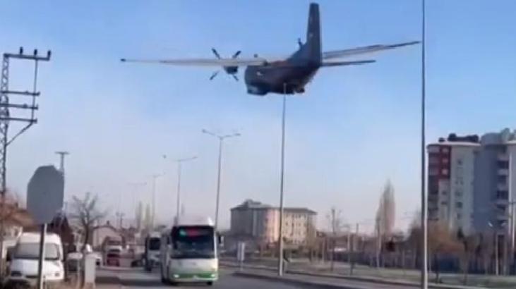 Son dakika...Kayseri'de korku dolu anlar! C-160 tipi askeri uçak acil iniş yaptı