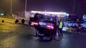 Aracı babasından izinsiz aldı takla attı!