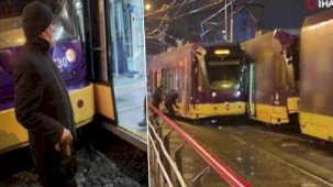 Güngören'de tramvaylar çarpıştı, kazadan yaralanan olmadı