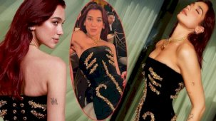 Ünlü şarkıcının zor anları! Elbisesi yüzünden oturamadı