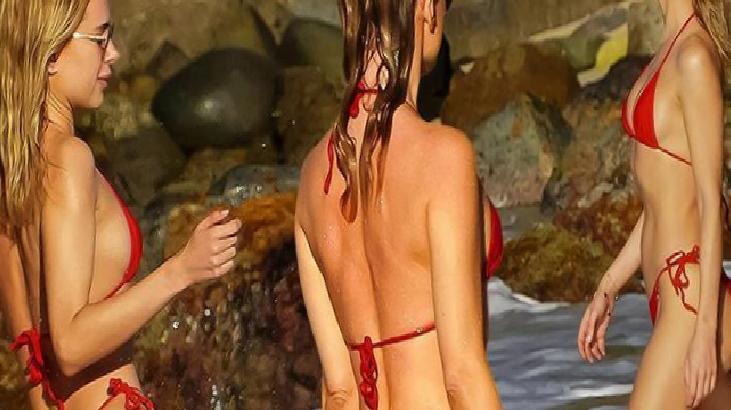 Ünlü model soluğu tatilde aldı! Kırmızı bikinisiyle göz kamaştırdı