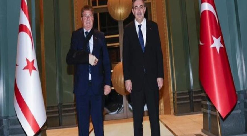 Cumhurbaşkanı Yardımcısı Yılmaz KKTC Başbakanı Üstel ve heyetini kabul etti