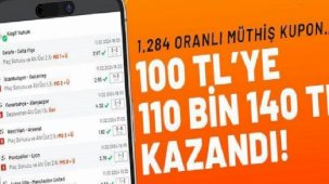 1.284 oranlı müthiş kupon… 100 TL’ye 110 bin 140 TL kazandı !