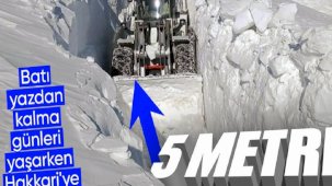 Hakkari’nin Yüksekova ilçesinde yol açama sırasında 5 metrelik kar tüneli oluştu