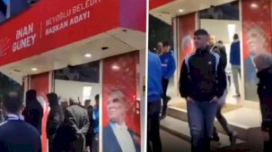 AK Partili grup, CHP seçim ofisinde 'Recep Tayyip Erdoğan' sloganları attı