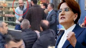 Akşener'in esnaf ziyaretinde arbede! Yeniden Refahlı bir kişi pankart asmak isteyince ortalık karıştı