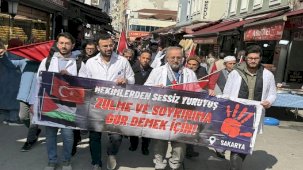 Sakarya'da Hekimler ve Sağlık Çalışanları İsrail'in Gazze'ye Saldırılarını Protesto Etti