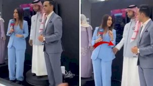 Suudi Arabistan'ın ilk robotları Sarah ve Muhammed'in tanıtımında robot, sunucuyu taciz etti