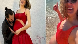 Burcu Biricik'in karnı burnunda! Tatil sezonunu Yunanistan'da açtı