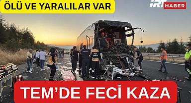 TEM'DE FECİ KAZA! MALATYA'DAN İSTANBUL'A GİDEN YOLCU OTOBÜSÜ SOĞAN YÜKLÜ KAMYONLA ÇARPIŞTI: 1 ÖLÜ, 10 YARALI