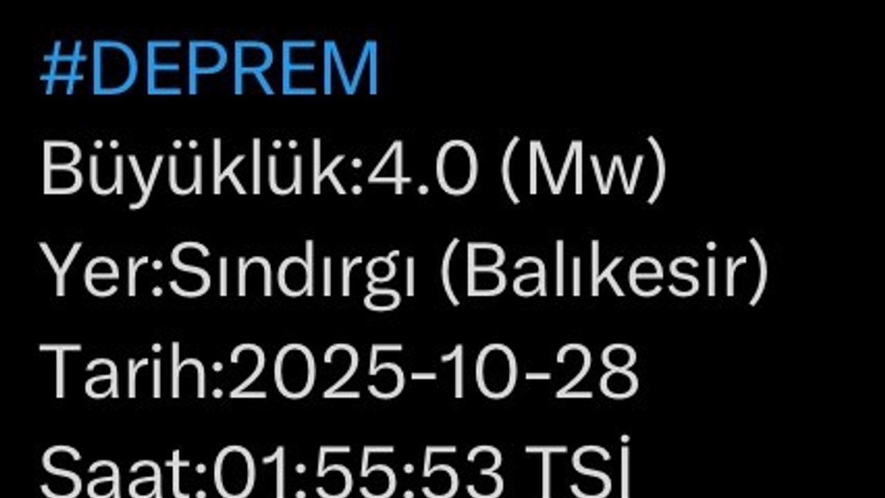 Balıkesir’de 4 büyüklüğünde deprem
