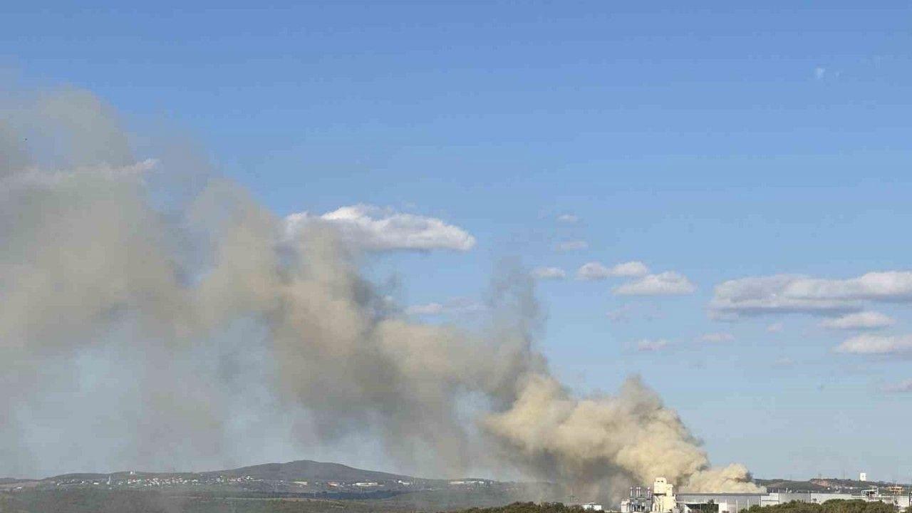 Gebze’de fabrika bahçesinde korkutan yangın
