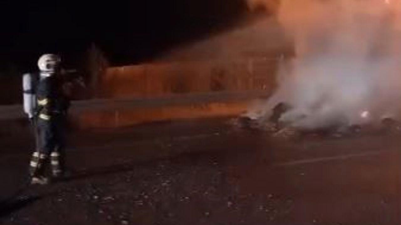 Saman yüklü tır alev topuna döndü