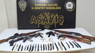 Karaman’da ruhsatsız 9 silah ele geçirildi