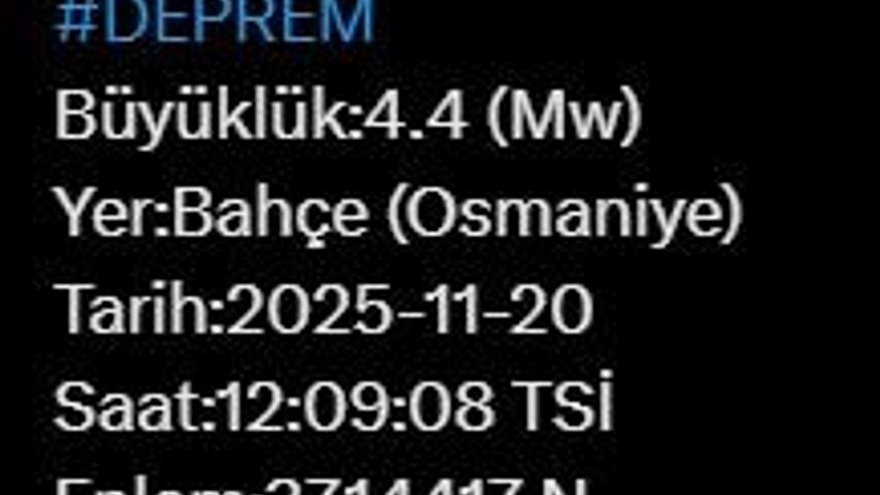 Osmaniye’de 4.4 büyüklüğünde deprem