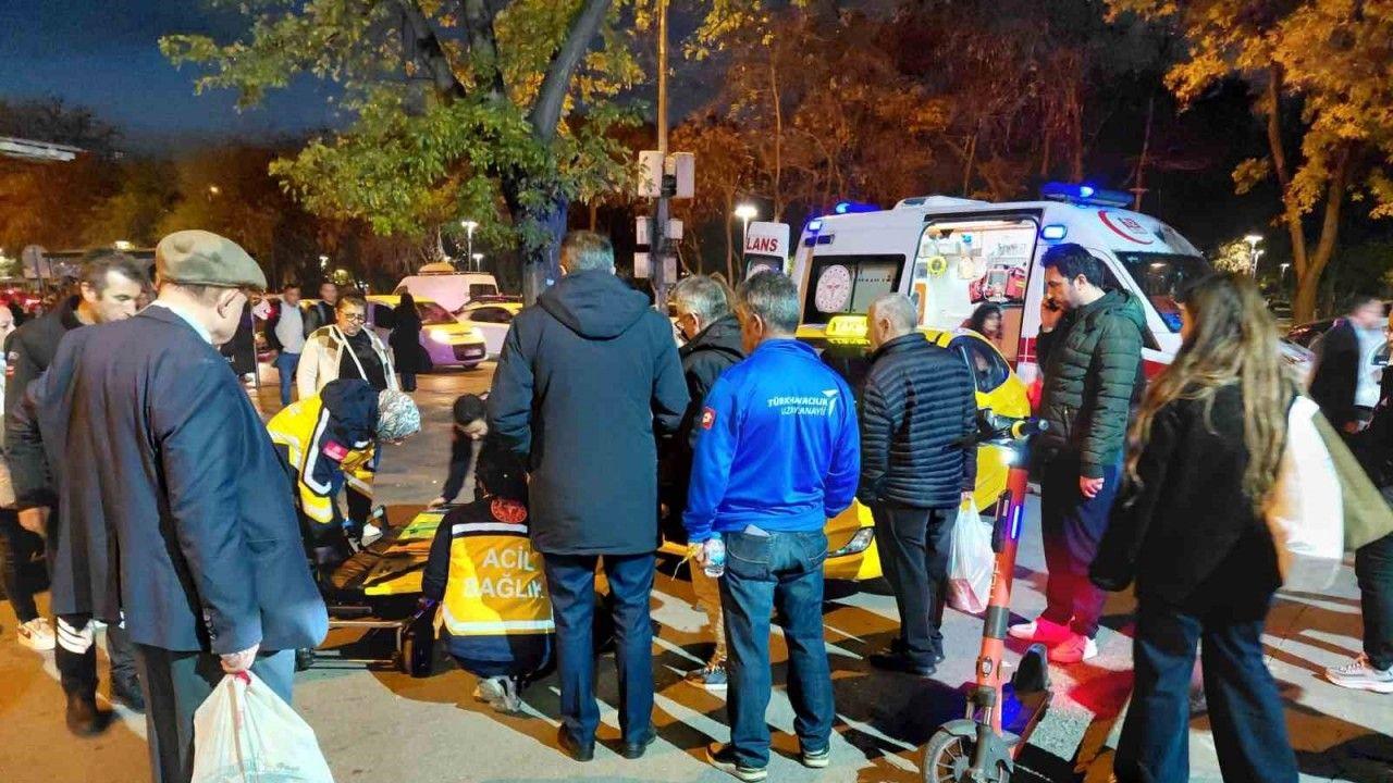 Ticari taksiyle çarpışan scooter sürücüsü yaralandı