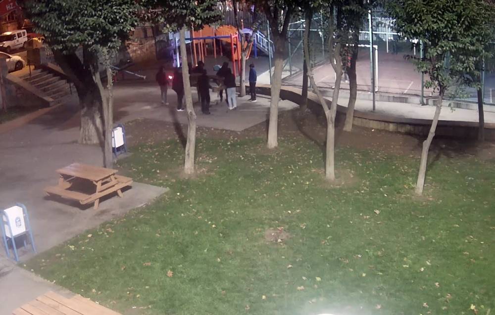 Parktan oturma ünitesini çaldılar, kameraya yakalandılar