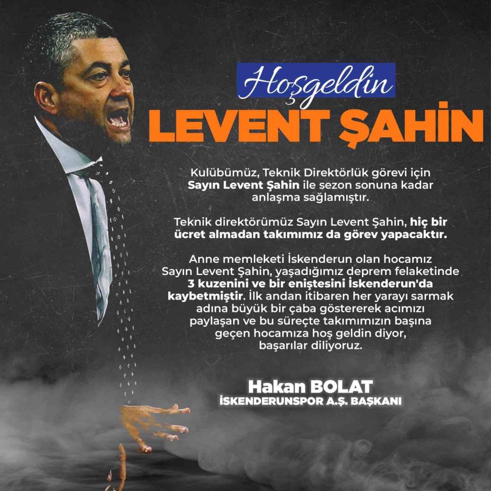 İskenderunspor’un yeni teknik direktörü Levent Şahin oldu